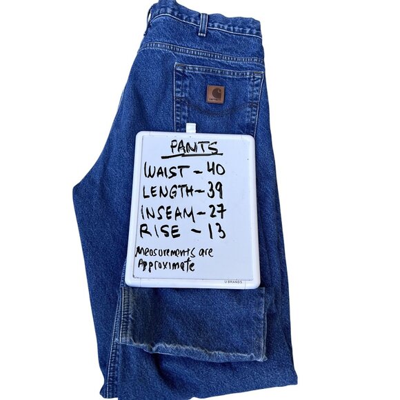 Carhartt VTG Mens 40x30 Relaxed Fit Brown Flannel Lined Jeans Heavy Duty Denim - Picture 4 of 13